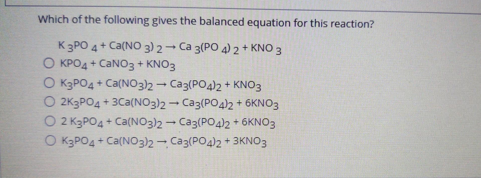 Solved Which of the following gives the balanced equation | Chegg.com
