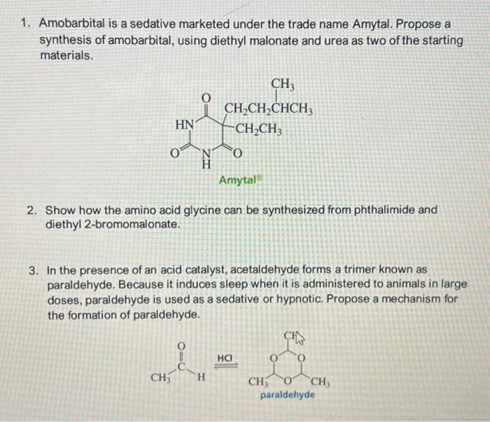 1. Amobarbital is a sedative marketed under the trade | Chegg.com