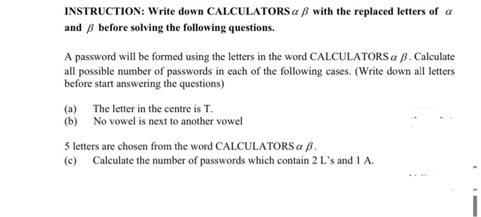 Solved INSTRUCTION: Write Down CALCULATORS A B With The | Chegg.com