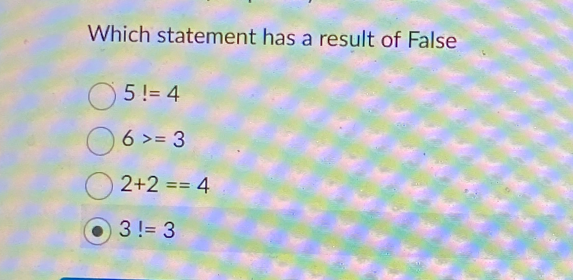 Solved In Python, Which statement has a result of False | Chegg.com