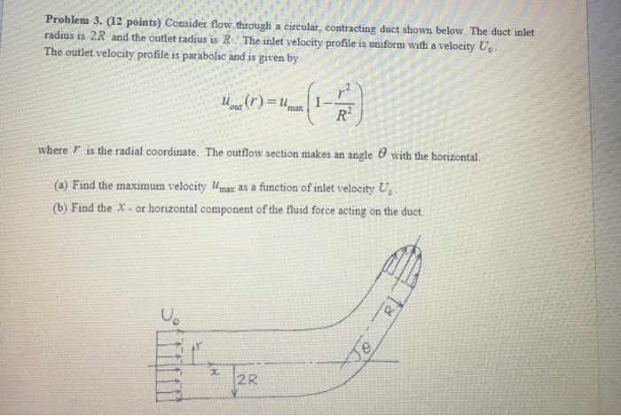Solved Problem 3. (12 points) Consider flow through a | Chegg.com