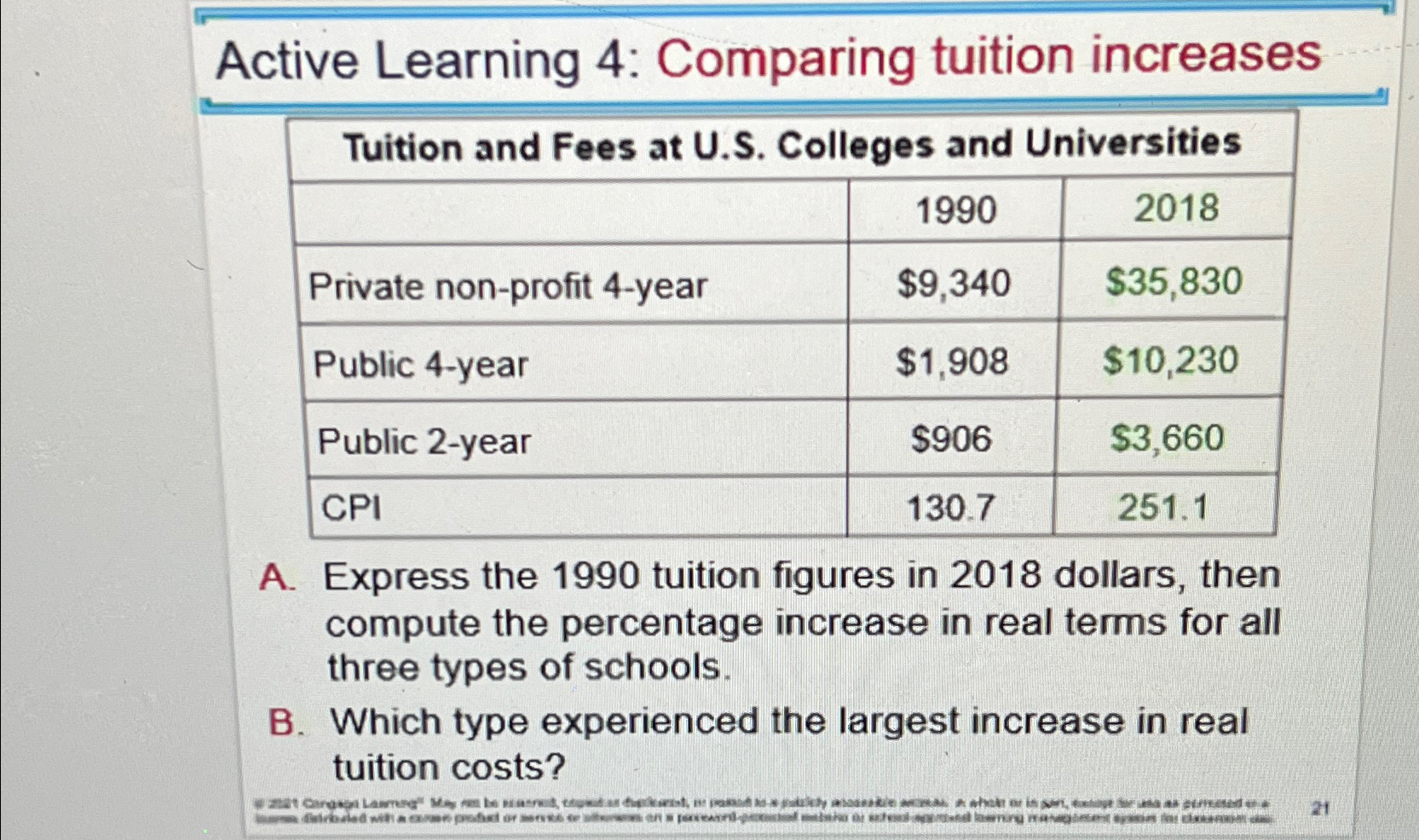 Solved Active Learning 4: Comparing tuition | Chegg.com