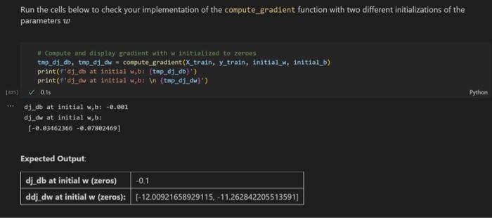 Solved Returns dj_dw: (array_like shape (n,1) ) The gradient | Chegg.com