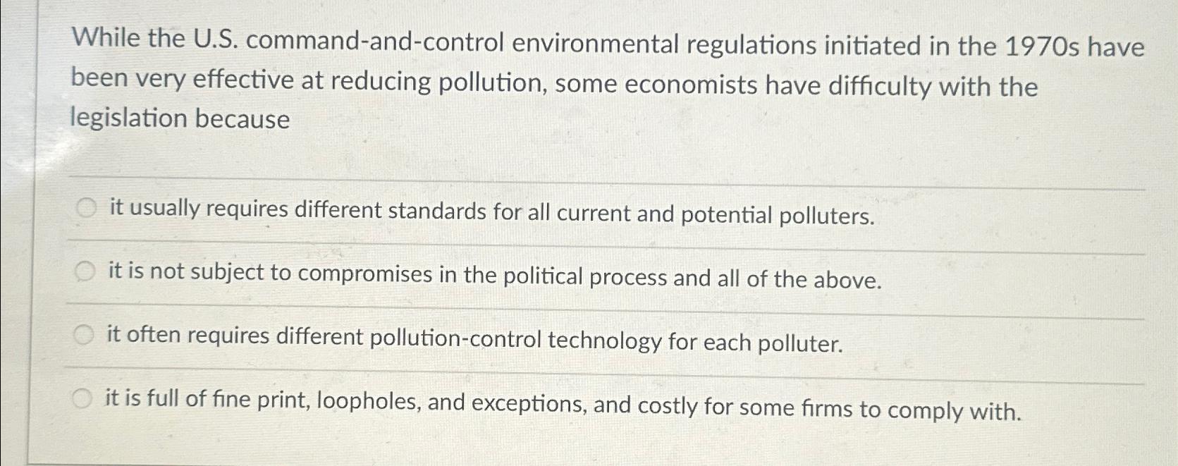 Solved While the U.S. environmental