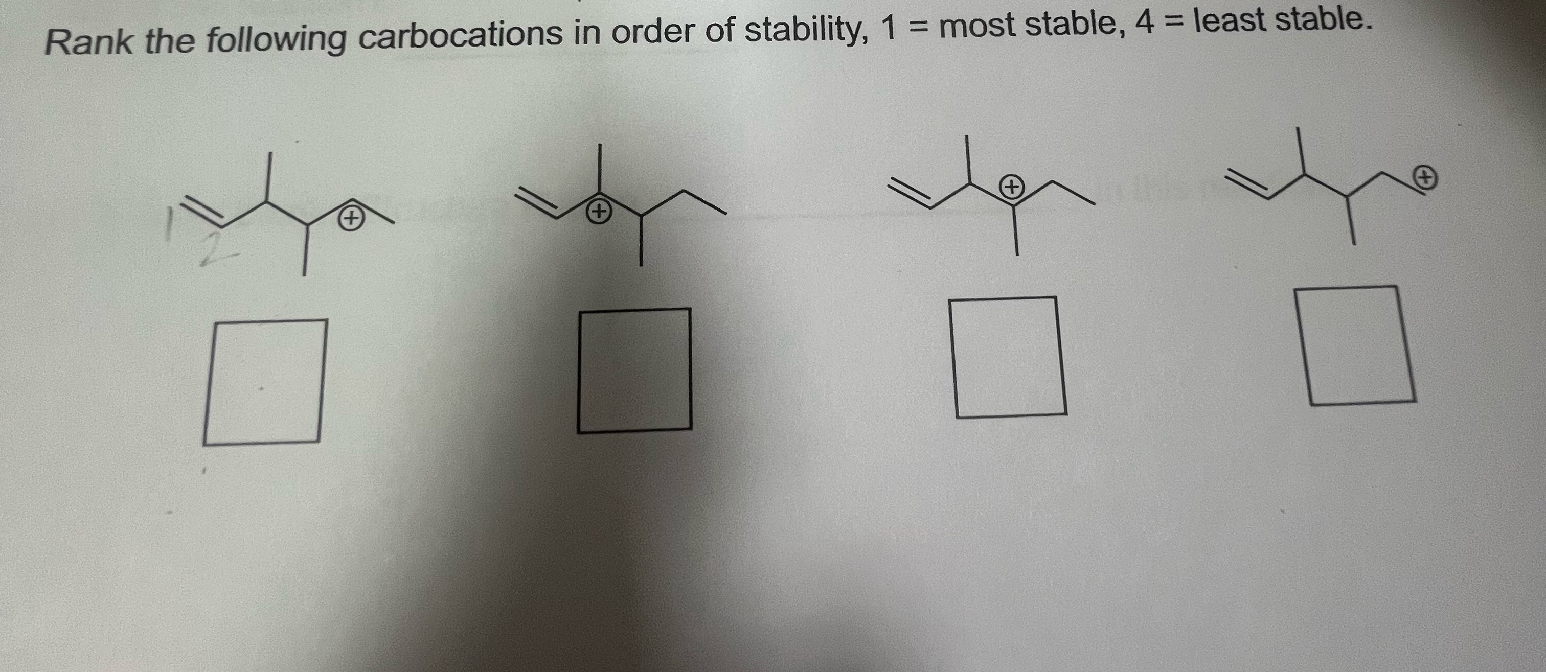 Solved Rank the following carbocations in order of | Chegg.com
