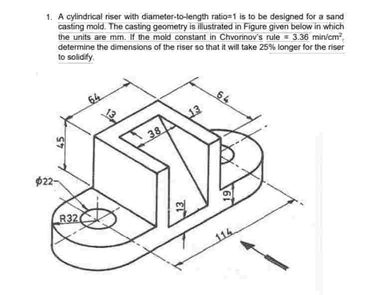 Solved A cylindrical riser with diameter-to-length ratio=1 | Chegg.com