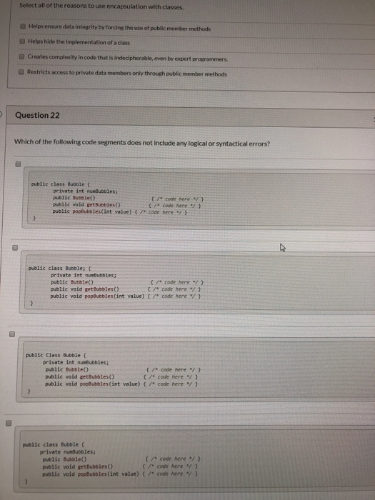 Solved Question 19 Given the following class: public class | Chegg.com