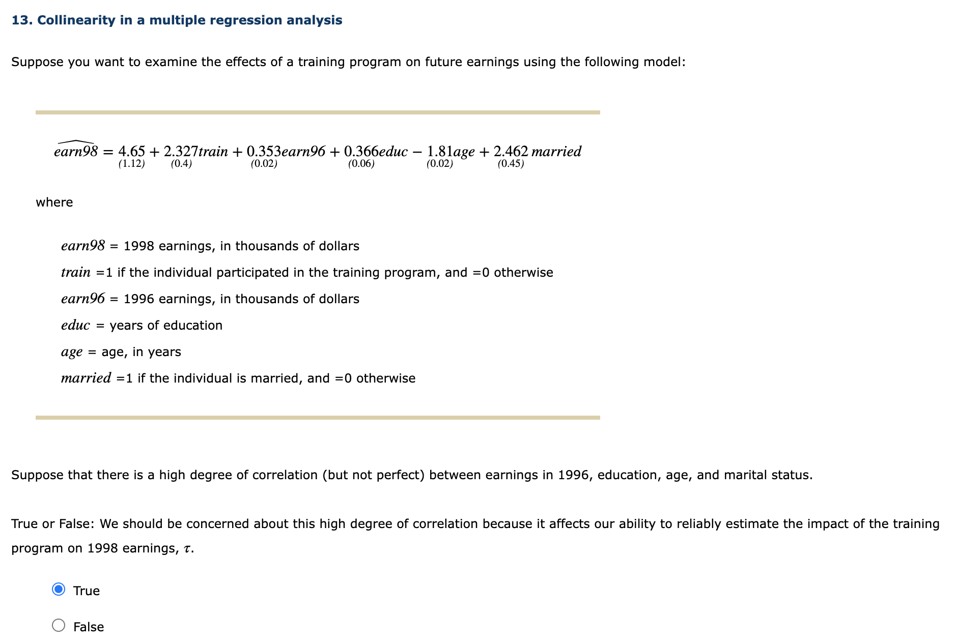 Solved Collinearity in a multiple regression analysisSuppose | Chegg.com