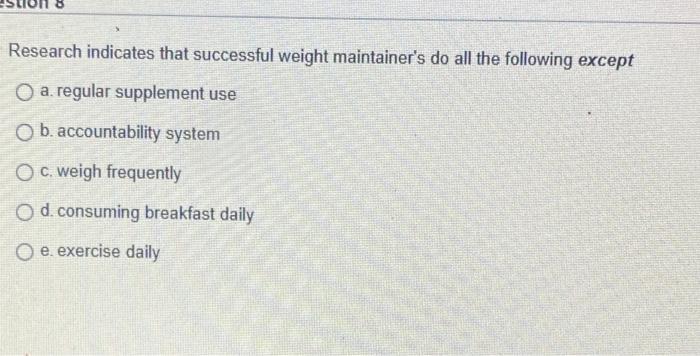 Solved Research Indicates That Successful Weight | Chegg.com