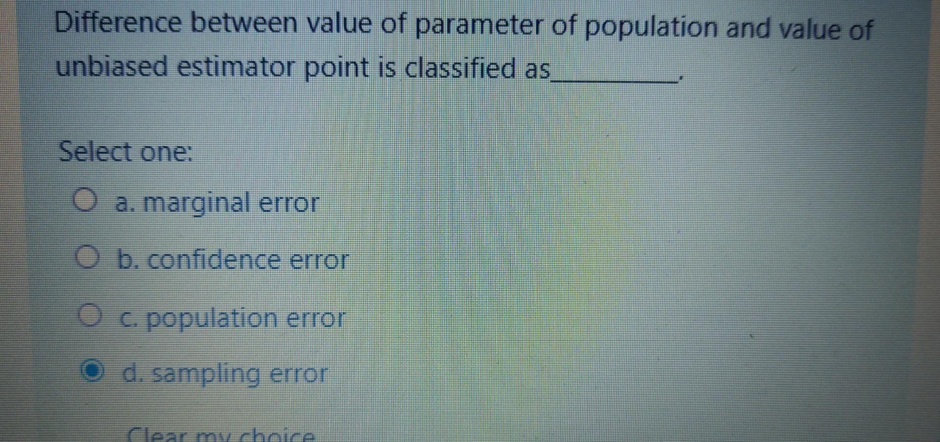 Solved Difference between value of parameter of population | Chegg.com