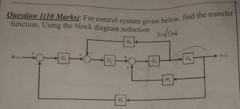 Solved Question 1(10 Marks): For control system given below, | Chegg.com