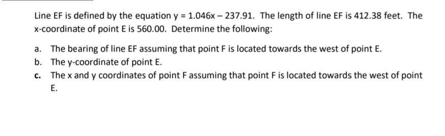 Solved Line EF is defined by the equation y = 1.046x - | Chegg.com