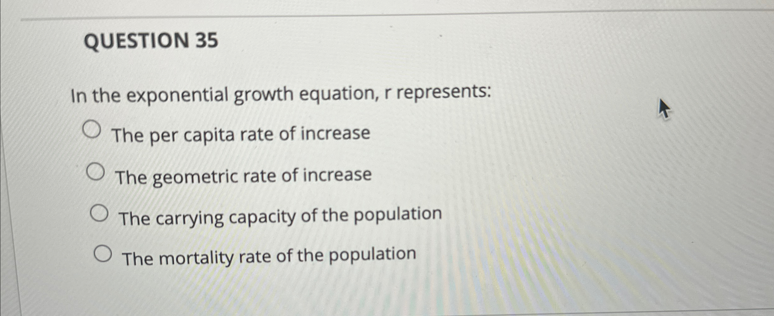 Solved QUESTION 35In the exponential growth equation, r | Chegg.com
