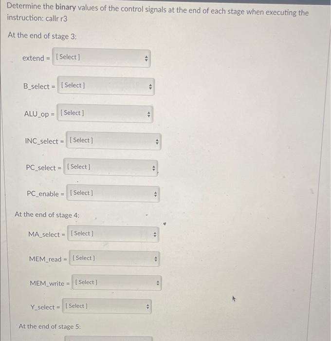 Solved Determine the binary values of the control signals at | Chegg.com