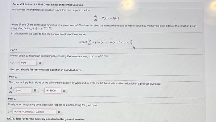 general solution of differential equation first order