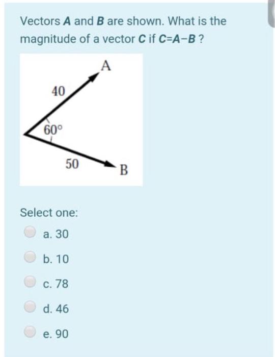 Solved Vectors A And B Are Shown. What Is The Magnitude Of A | Chegg.com