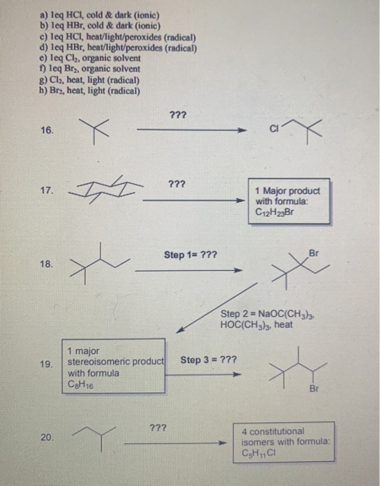 Solved Using the reagent key, select reagent for reaction in