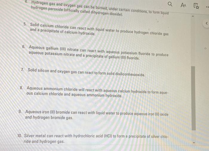 Solved 4 Balancing Word Equations 1. Solid lithium carbonate