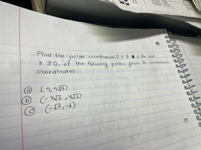 Find The Polar Coordinates, θ≤θ