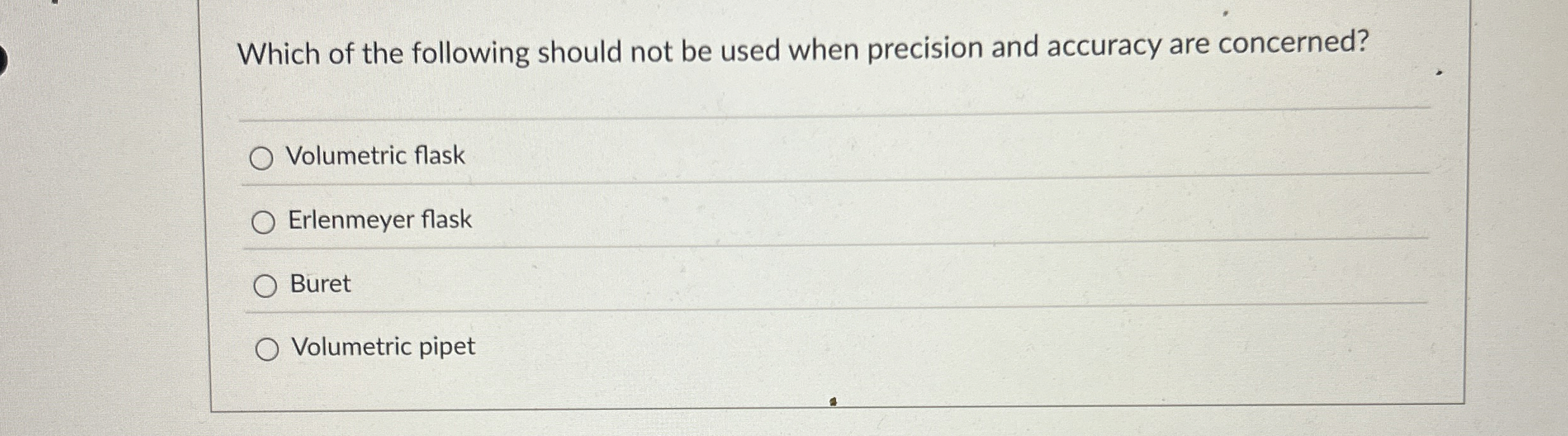 Solved Which of the following should not be used when | Chegg.com