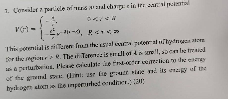 Solved 3. Consider a particle of mass m and charge e in the | Chegg.com