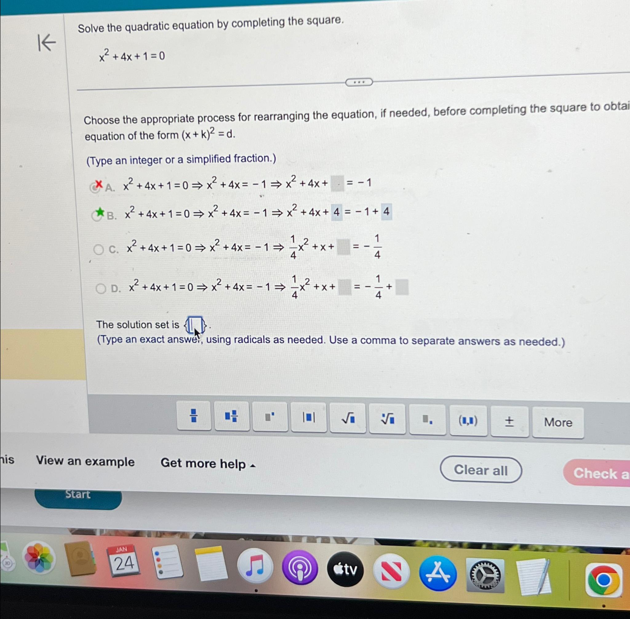 Solved Solve the quadratic equation by completing the | Chegg.com