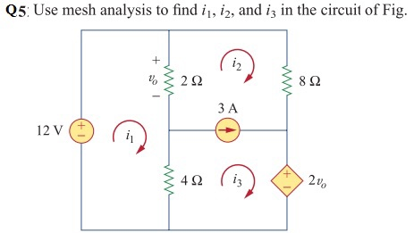 Solved Use mesh analysis to find i1 ,i2,andbbc i3 in the | Chegg.com