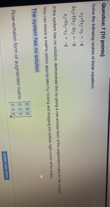 Solved Question 7 [10 points] Solve the following system of | Chegg.com