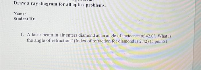 Solved Draw a ray diagram for all optics problems. Name: | Chegg.com