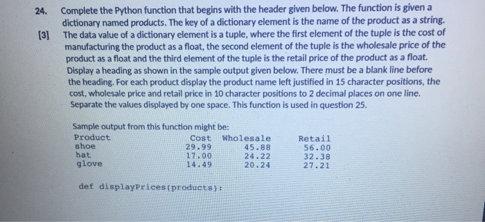 Solved Complete the Python function that begins with the | Chegg.com