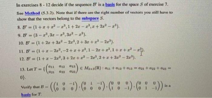 Solved In exercises 8 - 12 decide if the sequence B' is a | Chegg.com