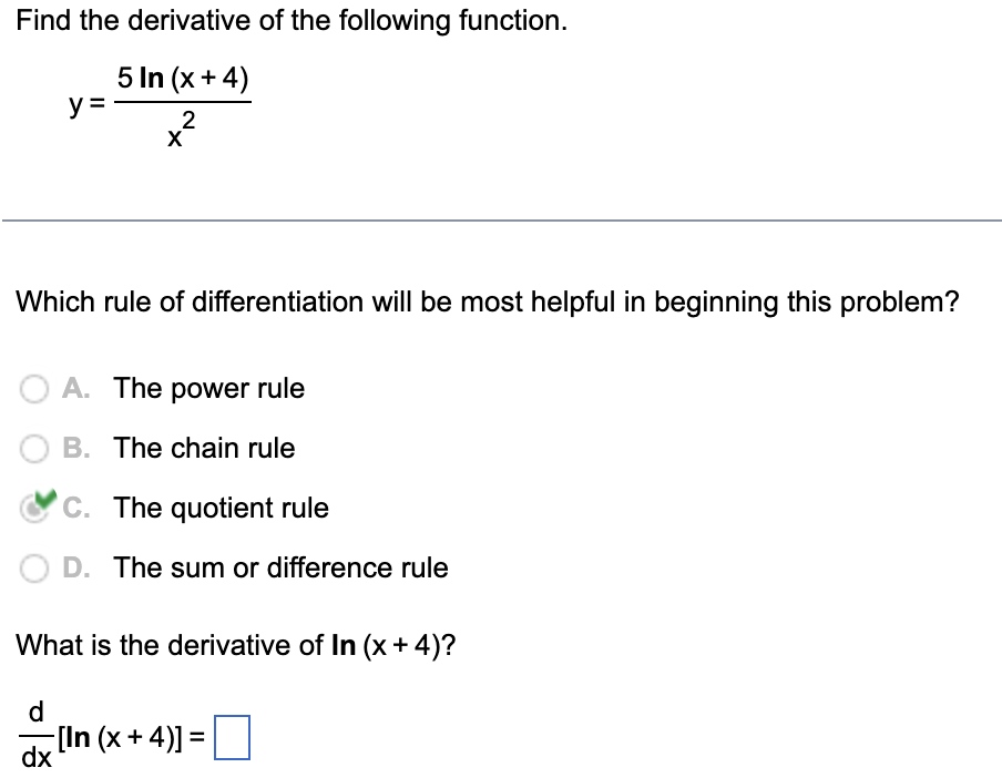 Solved Find the derivative of ﻿the following | Chegg.com