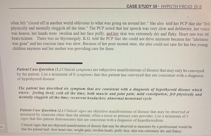 case study 59 hypothyroid disease