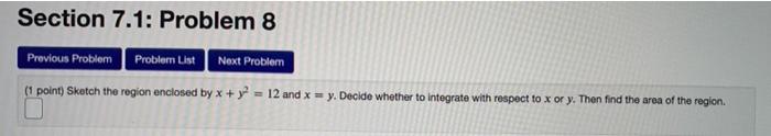 Solved Section 7.1: Problem 8 Previous Problem Problem List | Chegg.com