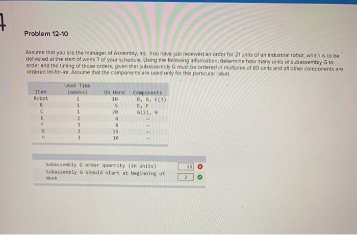 Solved Problem 12-10 Assume that you are the manager of | Chegg.com