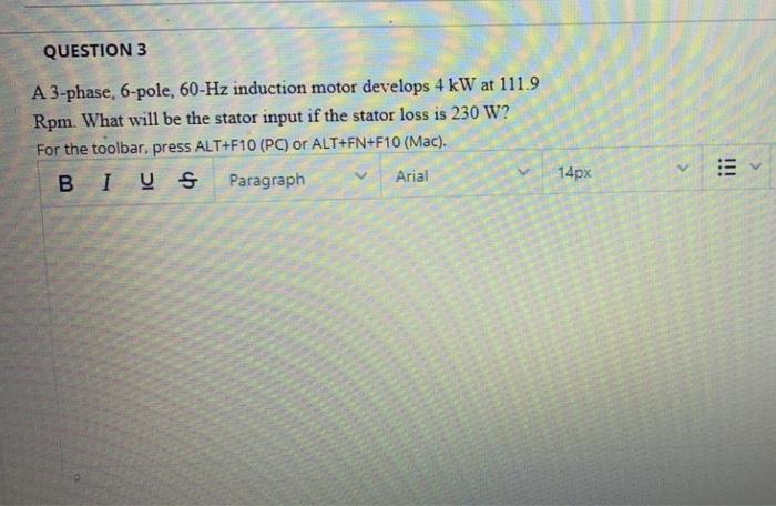 Solved Question 2 The Rotor Emf Of A 3 Phase 4 Pole 400 Chegg Com