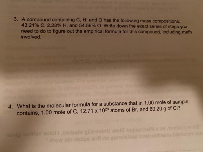 Solved 3. A compound containing C, H, and O has the | Chegg.com