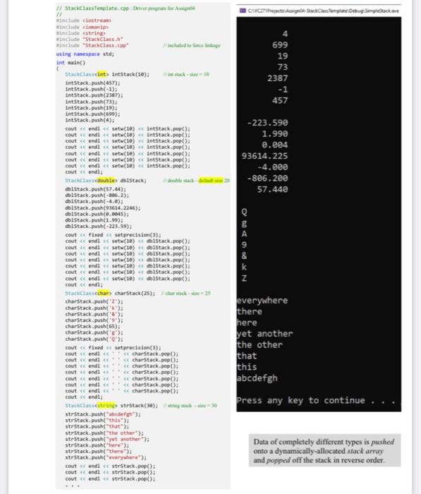 Solved Stack Class Template Create the Visual Studio project | Chegg.com