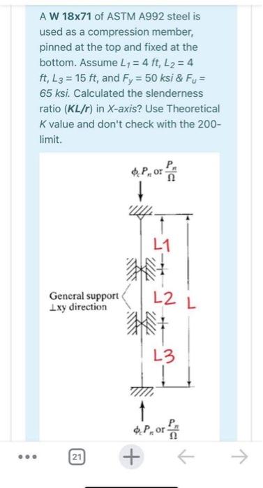 Solved -calculate the maximum slenderess ratio(KL/r) in | Chegg.com