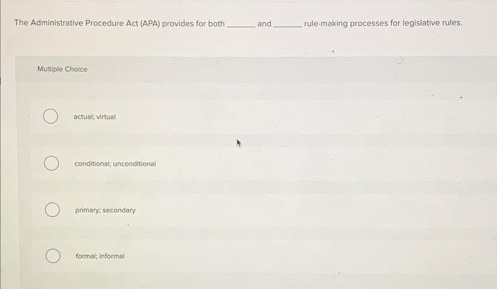 Solved the administrative procedure act apa provides for chegg