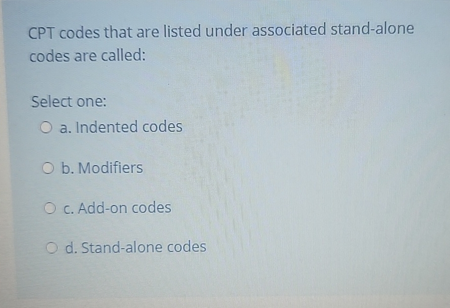 Solved CPT codes that are listed under associated
