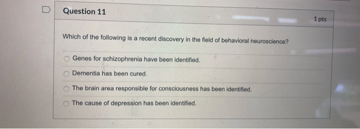 Solved D Question 11 1 pts Which of the following is a | Chegg.com