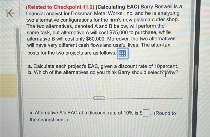 Solved Related to Checkpoint 11.2 Calculating EAC Barry