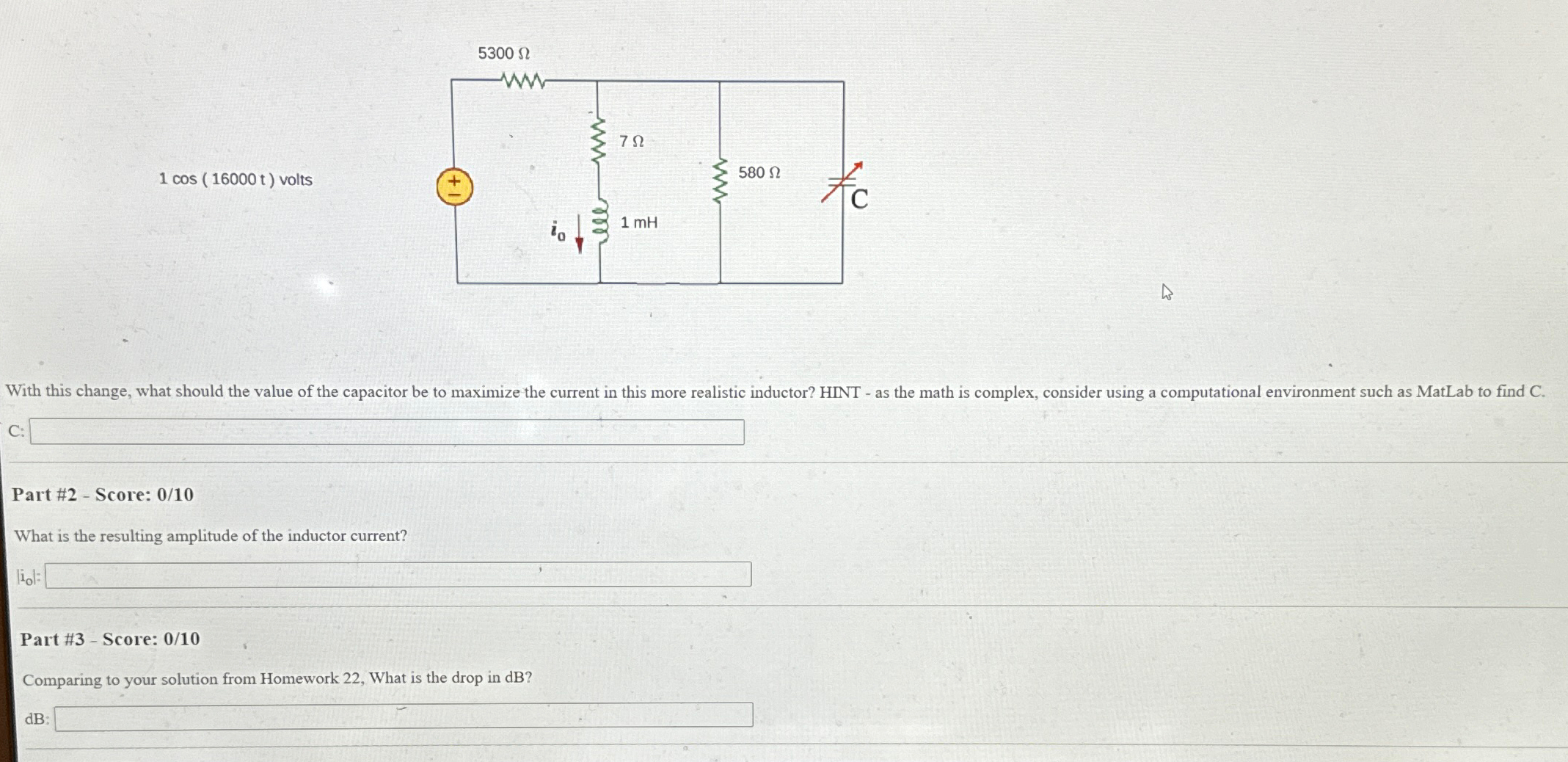 Solved What should the valie of the capacitor be to maximize | Chegg.com