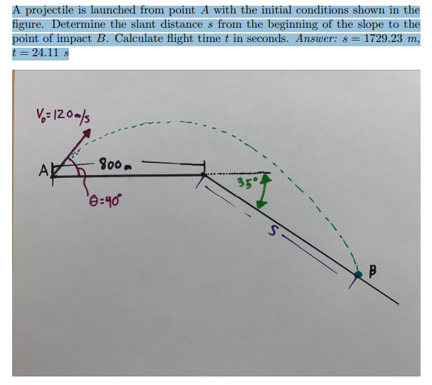 Solved A projectile is ﻿launched from point A with the | Chegg.com