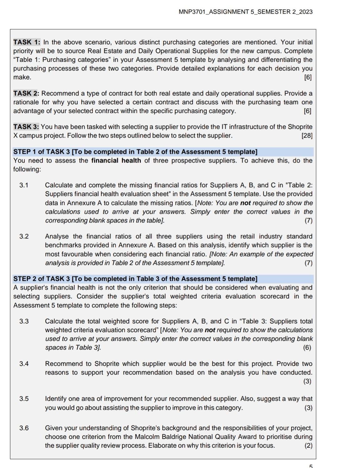 mnp3703 assignment 5 answers 2023