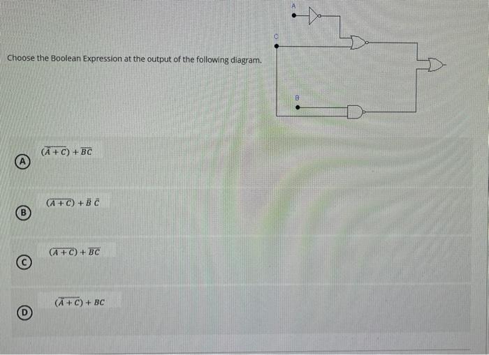 Solved Cheose The Boolean Expression At The Output Of The | Chegg.com