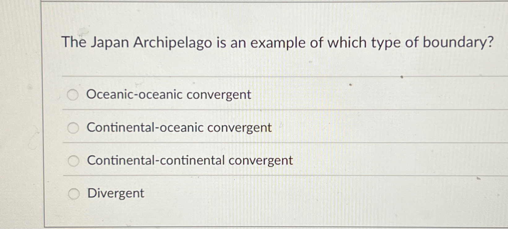 Solved The Japan Archipelago is an example of which type of | Chegg.com
