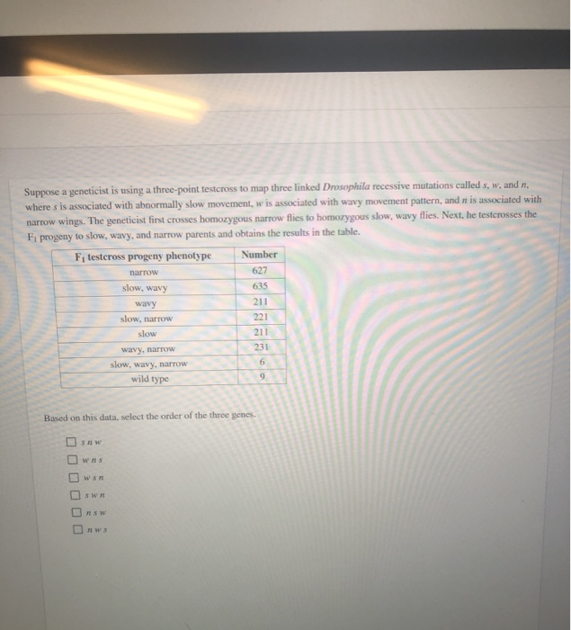 Solved Suppose A Geneticist Is Using A Three-point Testcross | Chegg.com