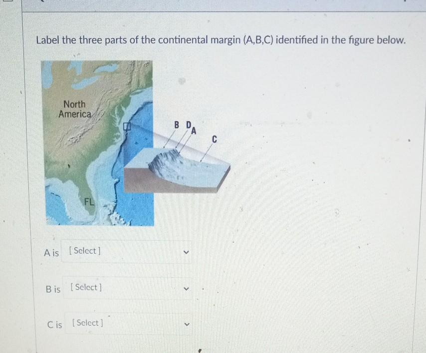 Solved Label the three parts of the continental margin